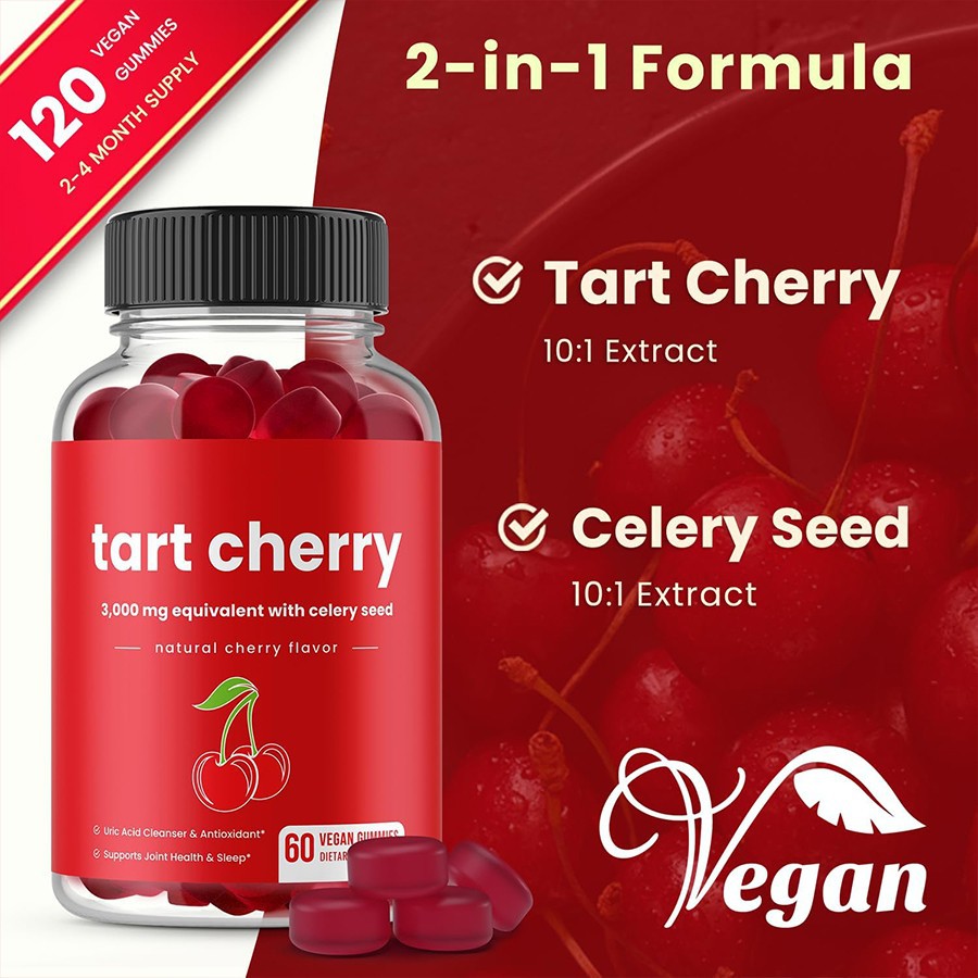 Tart Cherry & Celery Seed Vegan Gummies Natural Support For Uric Acid Health Antioxidant Defense And Daily Wellness factory Tart Cherry & Celery Seed Vegan Gummies Natural Support For Uric Acid Health Antioxidant Defense And Daily Wellness factory